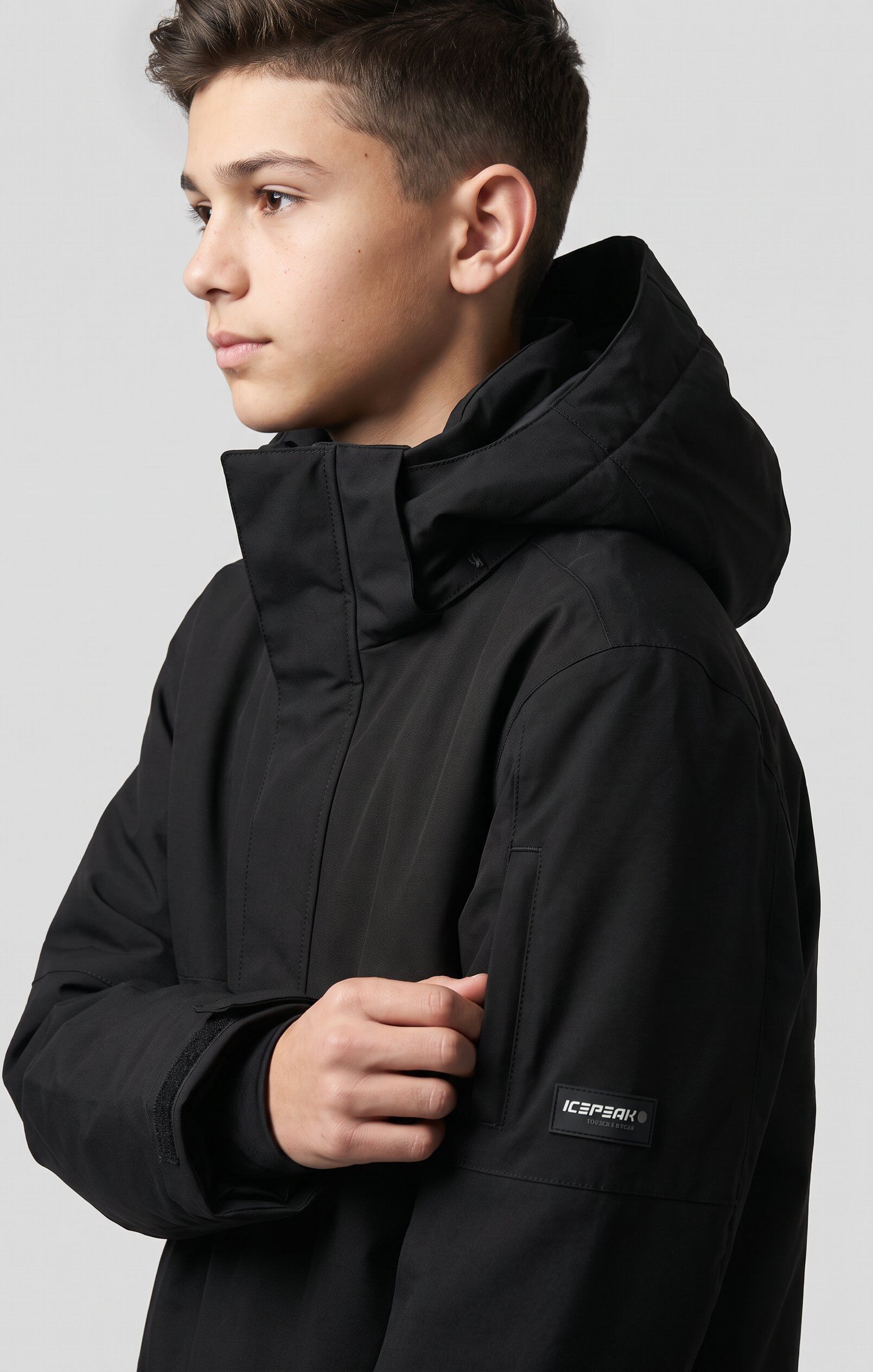 Skijacke ICEPEAK "ICEPEAK LANGLEY JR", Kinder, Gr. 140, basic schwarz, Obermaterial: 100% Polyester. Futter: 100% Polyester. Wattierung: 100% Polyester, hoch geschlossener Ausschnitt, verstellbar mit Windstopper, Jacken Skijacke, für Kinder und Jugendlich