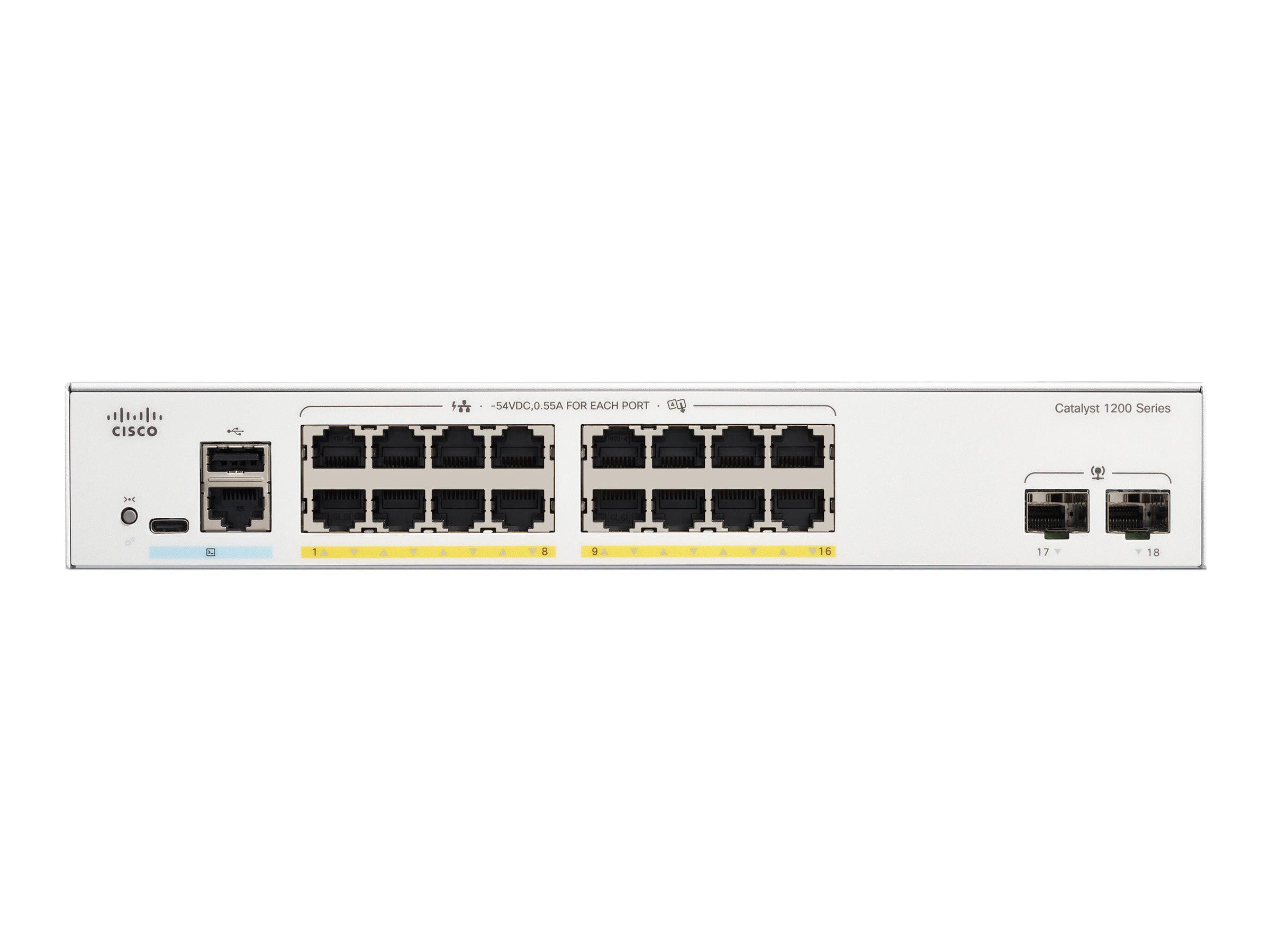 Cisco Catalyst 1200-24FP-4X Rackmount Gigabit Managed Switch, 24x RJ-45, 4x SFP+, 375W PoE+ C1200-24FP-4X