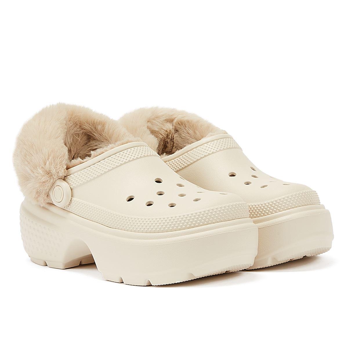 Crocs Stomp Gevoerd Klomp Dames Beige Sandalen
