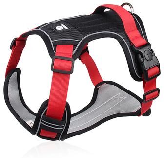 PetsAreLife Reflective Adjustable Dog Harness For Walk, Durable Oxford Training Vest, Dog Labrador Army Cloth, Comfortable Fit black xl