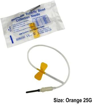 Inspired Living Disposable Butterfly Blood Collection Needles For Pets, Double Wing Animal Care Needles 50pcs Orange 25g