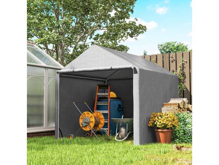 Outsunny Abri de Jardin 2x2m Acier Galvanisé Imperméable Gris