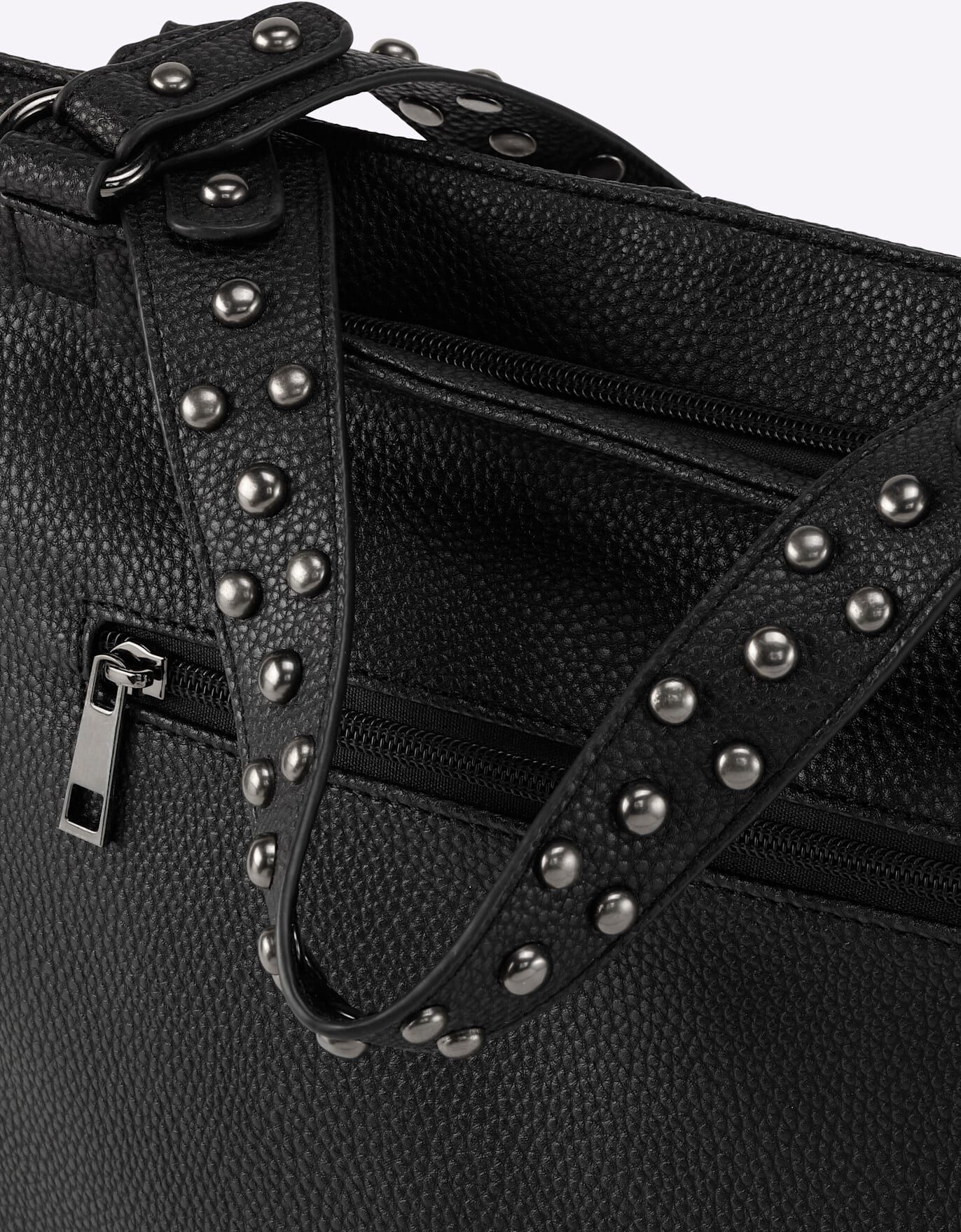 Handtasche HEINE, Damen, Gr. B/H/T: 32cm x 30cm x 5cm, schwarz, Viskosemischung, unifarben, Taschen Handtasche