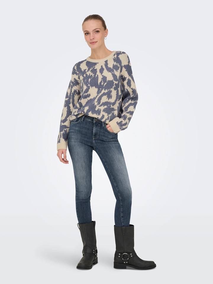 ONLY Pullover in Blau/ Beige - XS