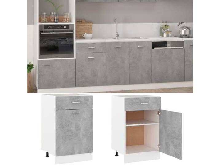 Armoire de plancher à tiroir - GKK - Gris béton - 50x46x81 5 cm - Aggloméré