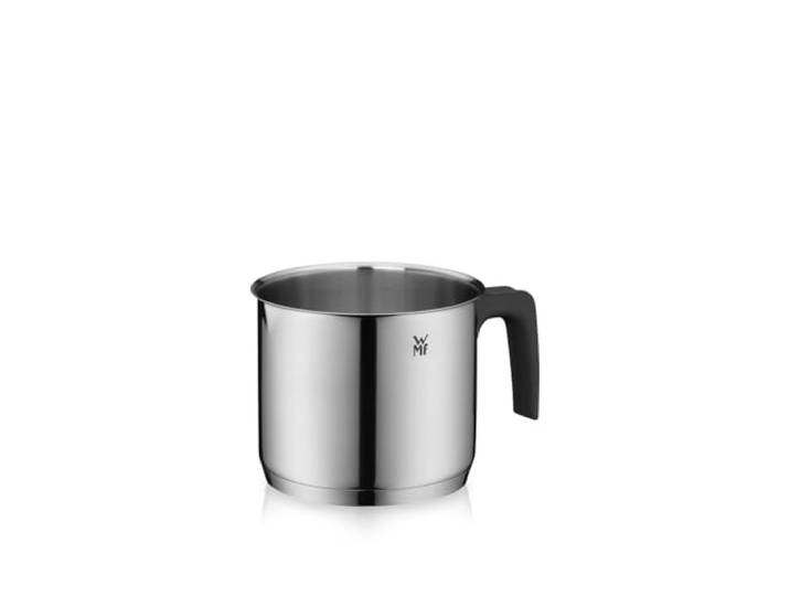 WMF Milchtopf Induktion ohne Deckel 14 cm, kleiner Topf 1,7l, Milchkochtopf Cromargan Edelstahl poliert, Schüttrand, Kunststoffgriff, spülmaschinengeeignet