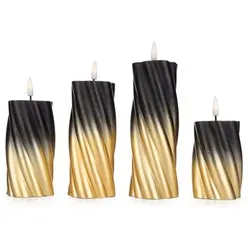 ELAMBIA 4 LED-Slimlinekerzen gedrehte Form Flamme Luma, Timer Höhe 12,5cm - 20cm