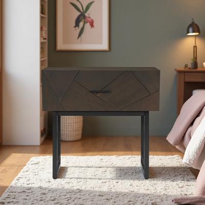ZWYO HOSIMU "23""H 1-Drawer Nightstand with Sturdy Iron Legs, Long-Lasting Durability, Multi-Purpose Design Perfect for Bedroom"