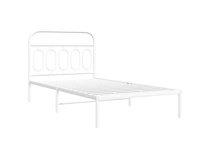 KTHLBRH Bettgestell aus Stahl, weiß, 107 x 203 cm Mit Kopfteil, Stauraum unten, Lattenrost aus Metall, für Schlafzimmer