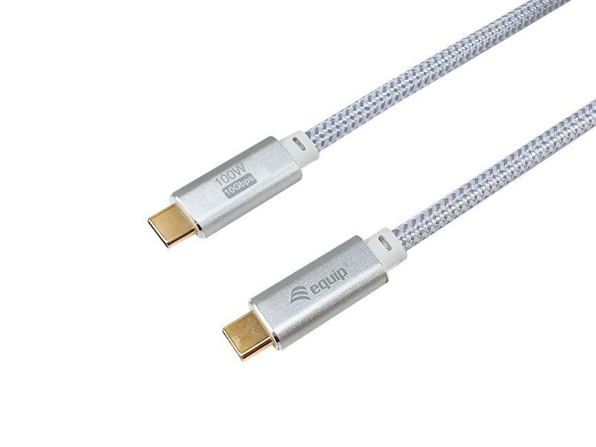 EQUIP 128360 USB 3.2 Gen 2 C-auf-C-Kabel 3,0m PD100W 4K/60Hz 10Gbps, silber