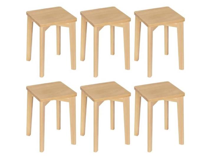 WOLTU 6x Tabouret en Bois Massif Chaise Salle à Manger Siège Carré Hauteur 44 5cm BH344ei-6