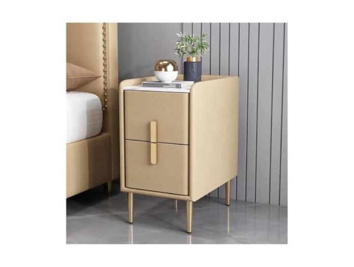 Smart nightstand table Nachttische Nachttische Kleiner minimalistischer Nachttisch mit 2 Schubladen und 4 Metallbeinen Luxus Holz Nachttisch Aufbewahrungsschrank Freie Installation Schlafsofa