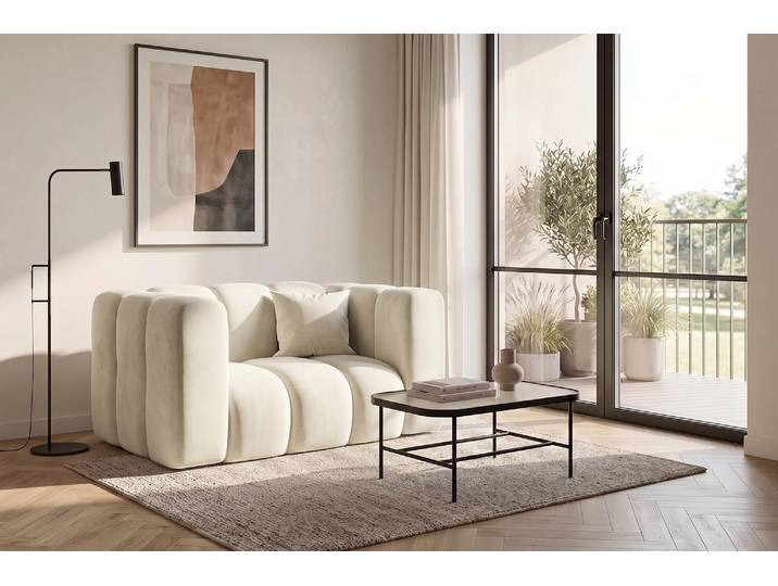 Kaiser Möbel Modularer Sessel, modernes Design, Velvet-Stoff Riviera, Ecru, GRAND