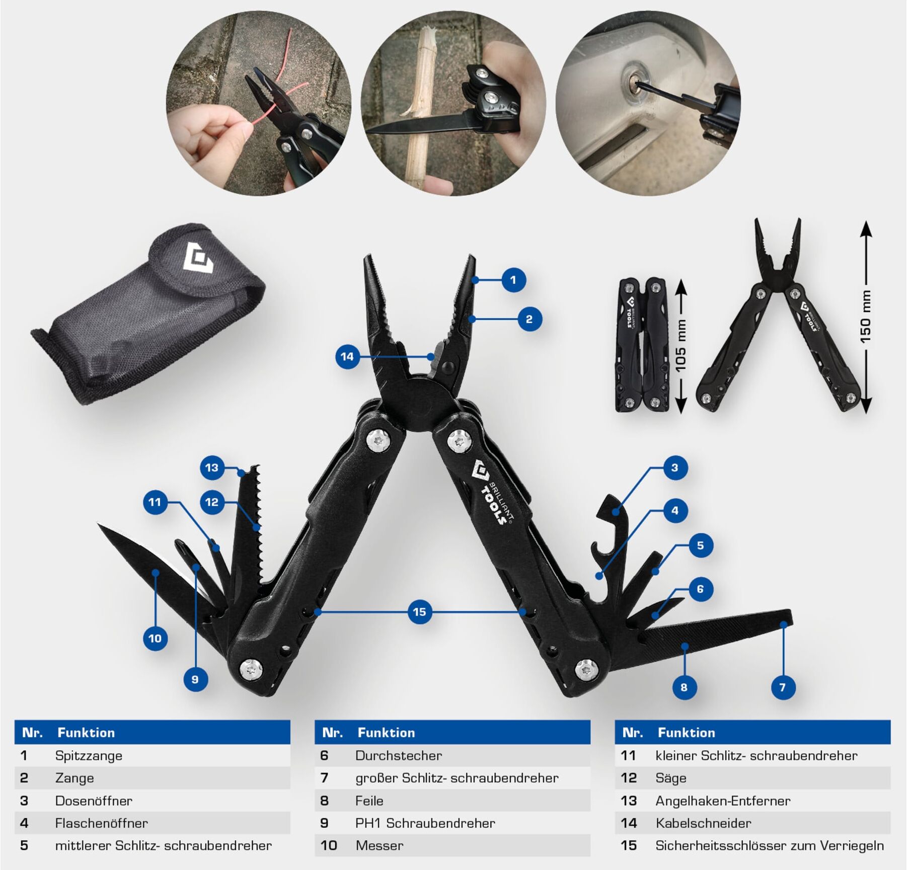 Brilliant Tools Messer und Multifunktionszange (BT100903)