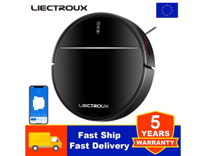 (Code Promo: AEEU03) LIECTROUX M7S PRO Aspirateur Robot, Combo balayage sec et humide, Smart Mapping, App Wifi, Aspiration 4KPa, Moteur sans balais, Fonctionne avec Alexa et Google Assistant, Idéal