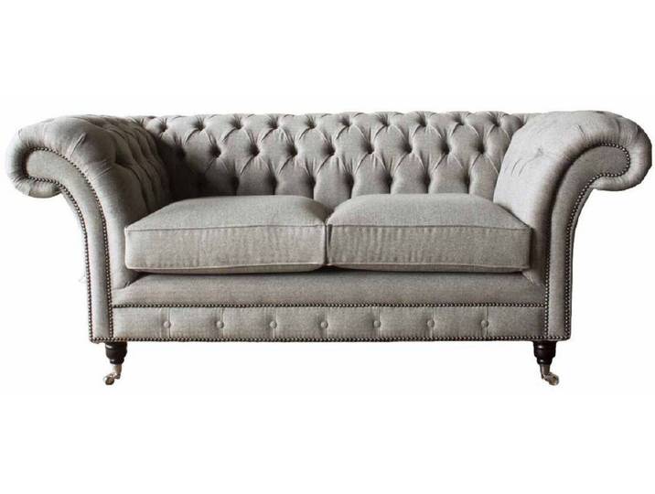 JVmoebel Chesterfield-Sofa Grau Chesterfield Sofa mit Holz- und Edelstahl-Konstruktion, Packung, Made in Europa