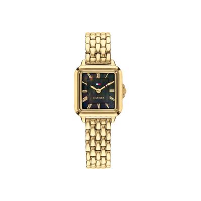 Quarzuhr TOMMY HILFIGER "MIA", gold (goldfarben, schwarz), Armbanduhren, Damen, goldfarben, Quarzuhr, Armbanduhr, Damenuhr, Edelstahlarmband, analog