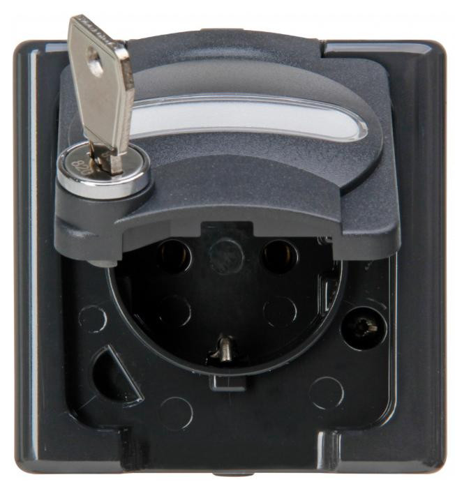 Heinrich Kopp APWG Blue Electric 1034.1500.0 Schuko-stopcontact met schuifcontact, antraciet