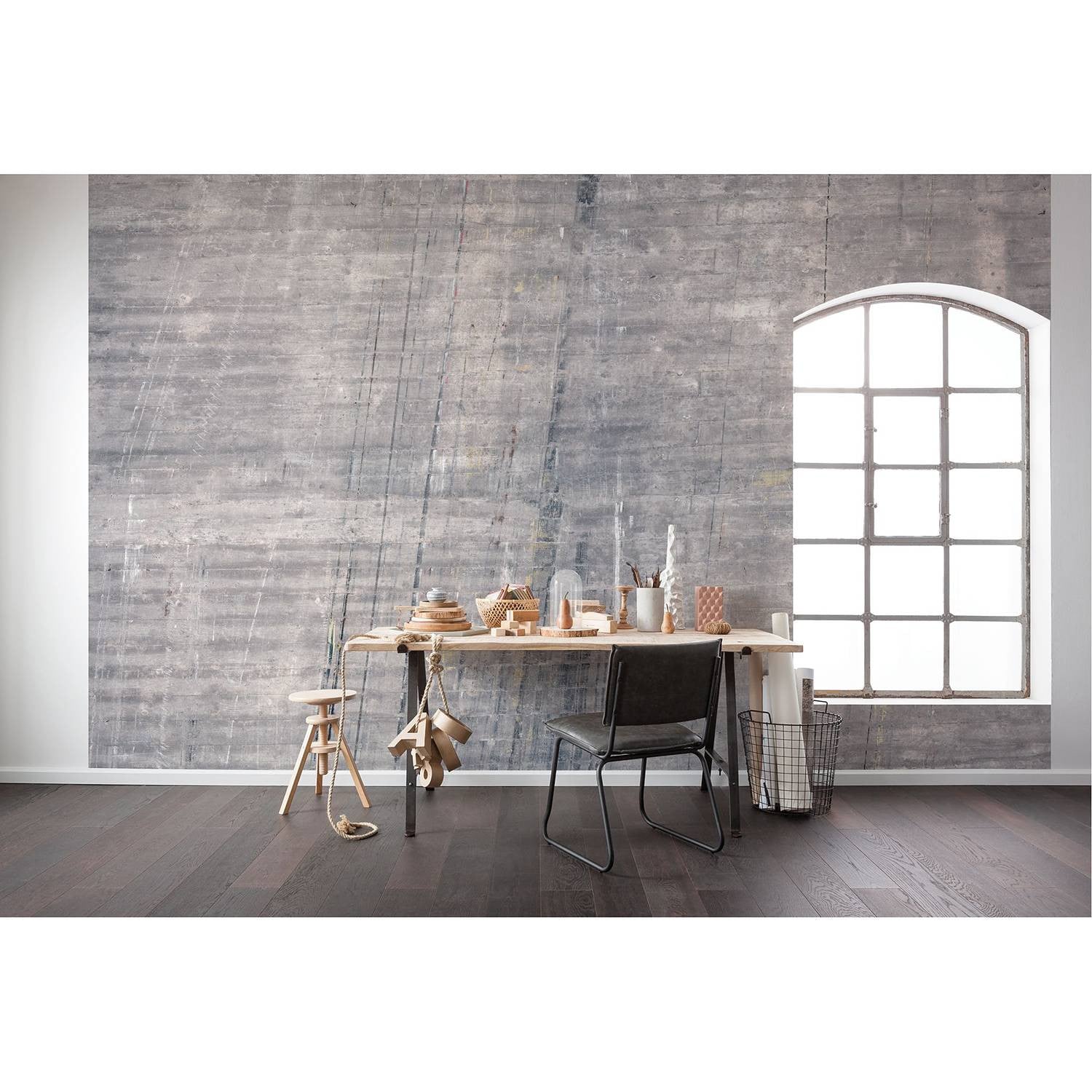 home24 Fotobehang Concrete Abstract Stone Look Grijs 400 cm