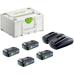Festool, Werkzeugakku + Ladegerät, Energie-Set SYS 18V 4xTBX4/TCL6DUO (18 V)