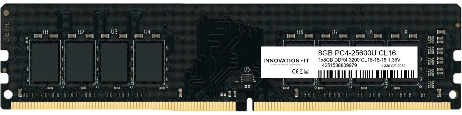 Innovation IT 8 GB DDR4 3200 MHz RAM Geheugen CL16-18-18 1.35V Low Density 8-chip