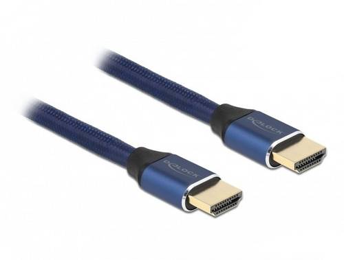 Delock HDMI Anschlusskabel HDMI-A Stecker 2m Blau 85447 8K UHD, vergoldete Steckkontakte, dreifach geschirmt HDMI-Kabel