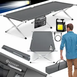 KESSER® Campingbett Klappbett Inkl.Tragetasche und Seitentasche Stabiles Feldbett 150 kg Belastbar Metallrohr 600D Oxfordgewebe Tragbar Liege Reise Bequem