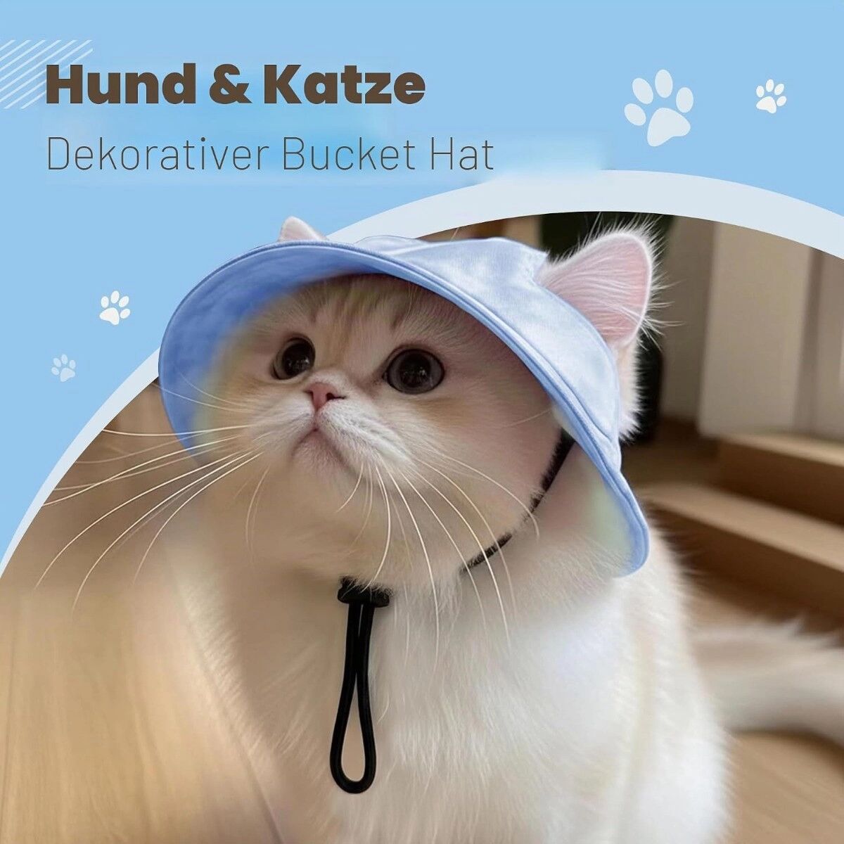 INF Haustier-Eimerhut 2er-Set - Verstellbares Kinnband Polyester Sonnenschutz für Hunde und Katzen, Blau L
