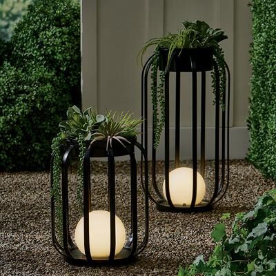 "Sable Multipurpose Metal Lantern With Orb - 14"" H - Grandin Road"