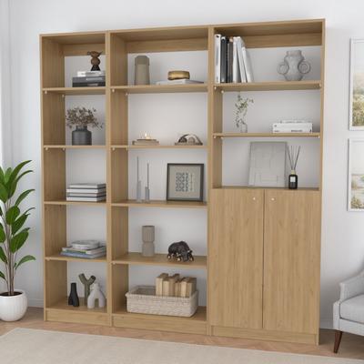 ZWYO HOSIMU "67"" 3-Piece Tall Bookcase Set with Storage Cabinet, Open Display Shelves, Modular Design & Durable Wood Construction"