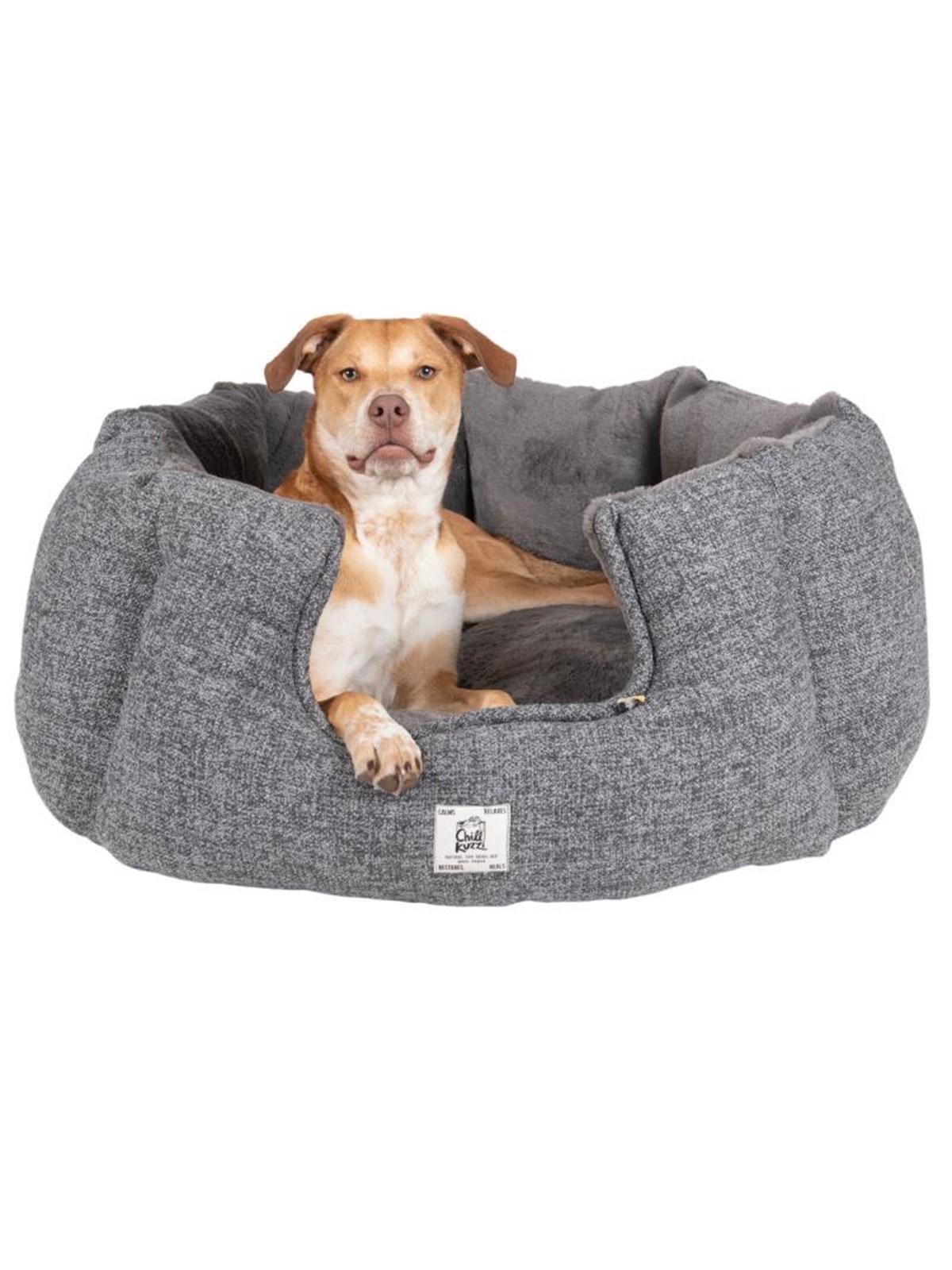 Chill Kuzzi FIR rundes Bett, grau, M