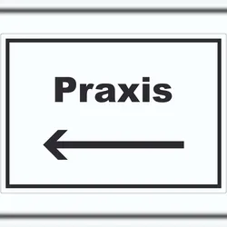 HB-Druck Praxis Aufkleber mit Text und Richtungspfeil links Arzt Gesundheit waagerecht A4 (210x297mm)