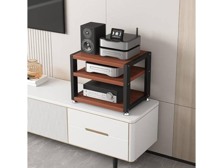 HLDJYLZS 2/3/4 Ebenen HiFi Rack, AV-Möbel mit stabilem Stahlrahmen Verstärkter Stahlrahmen, hohe Belastbarkeit, kompaktes Audio-Rack für Mediengeräte, Spielekonsolen und TV-Zubehör