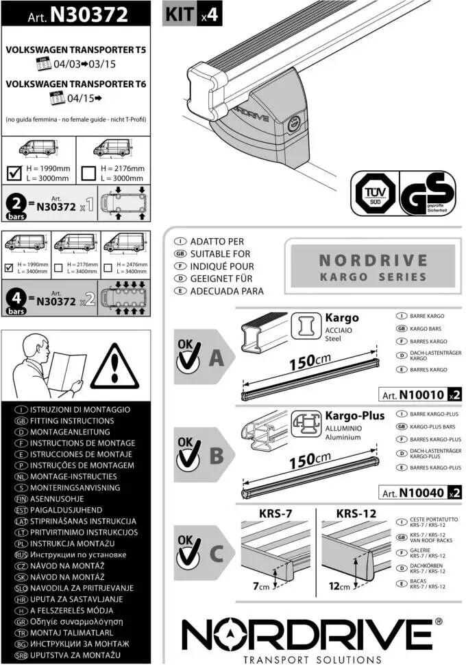 Nordrive KIT ATTACCHI VOLKSWAGEN TRANSPORTER T5 03>15 TRANS