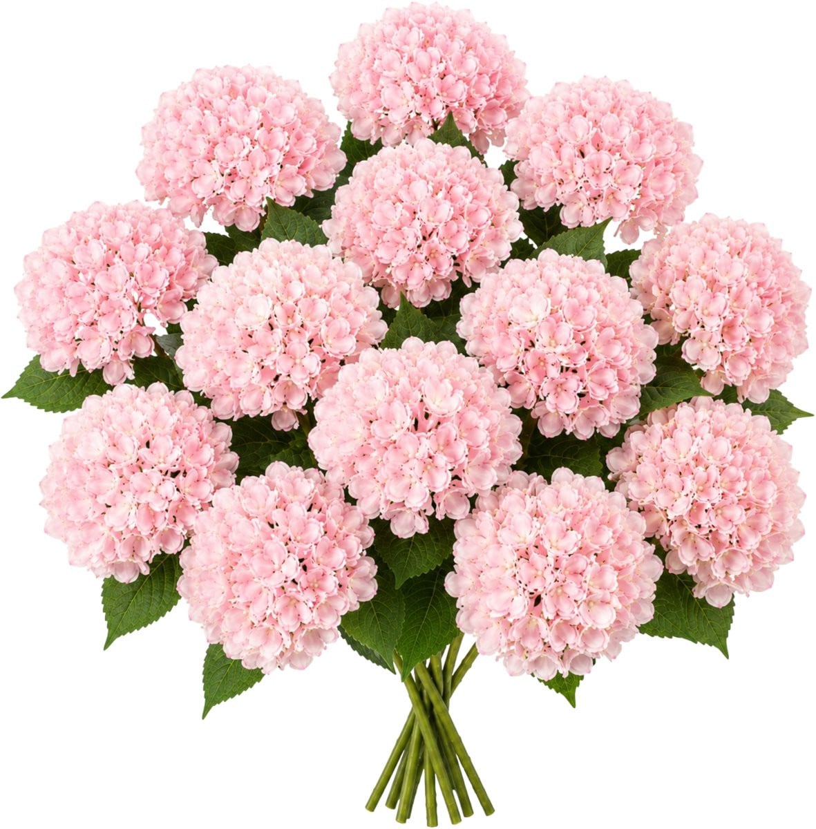 ROSIFY Kunsthortensia Kunstbloemen Boeket - Set van 12 stuks - Roze - 46 cm