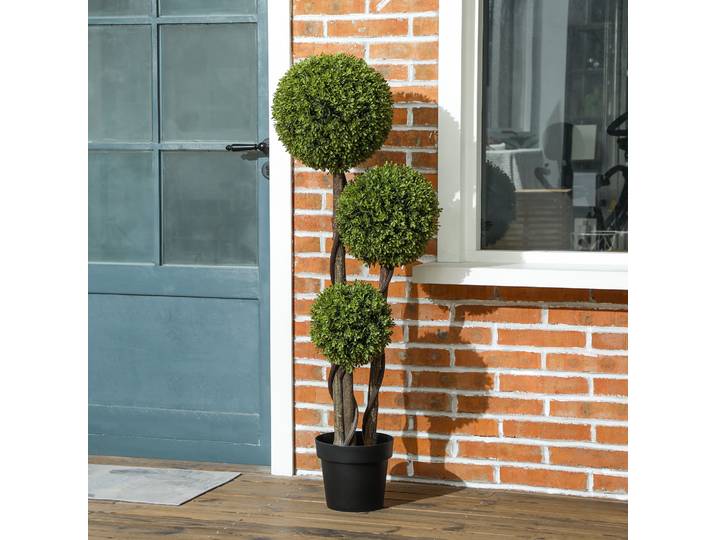HOMCOM Buis Artificiel Extérieur Vert Noir