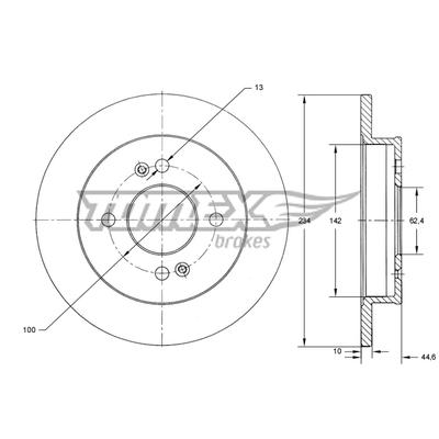 TOMEX BRAKES Bremsscheibe TX 73-38 Hinterachse voll 234mm 10mm für HYUNDAI