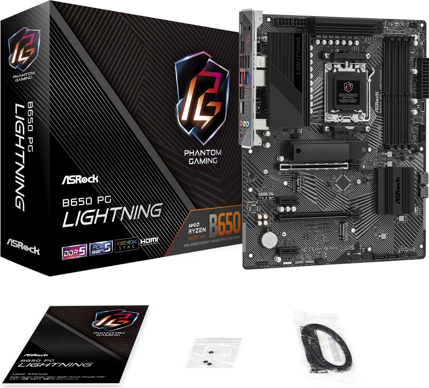 ASRock B650 PG LIGHTNING ATX Mainboard AM5/HDMI/M.2/USB-C 90-MXBK20-A0UAYZ