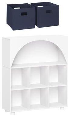 RiverRidge Home "RiverRidge Kids Curve Appeal 35"" Bookcase with 6 Cubbies and Arched Design -Bookshelf and Toy Organizer- White w/ Optional Bins"