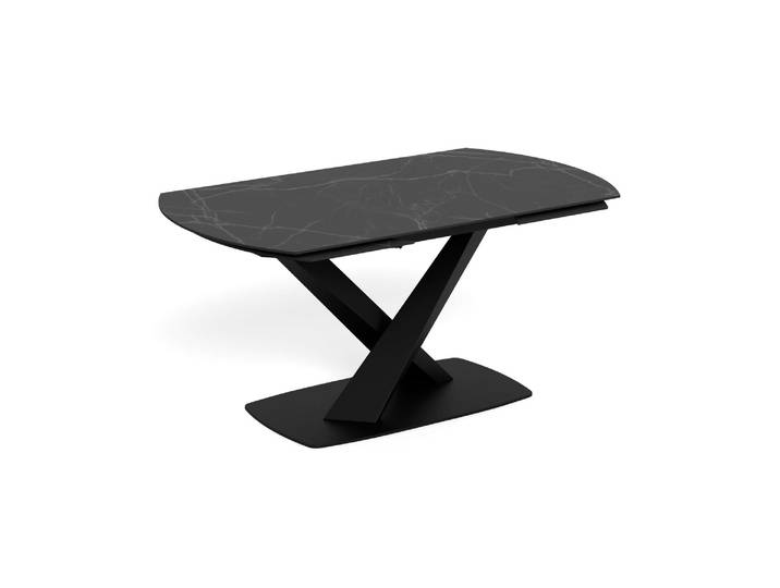 Esstisch ACTONA GROUP Morellla, Speisetisch, Tisch , schwarz (schwarz, matt schwarz, matt schwarz perla), B:240cm H:77cm T:90cm, Tische, Esstisch, Esstisch, Keramikplatte, oval, Drehfunktion, Stahlfuss, 6–8 Sitzplätze