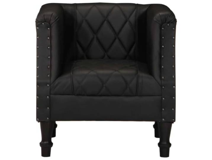 NLQMSU Cabrio-Sessel, schwarz, echtes Ziegenleder Echtes Ziegenleder, weich im Griff, dicke Polsterung, Beine aus massivem Mangoholz, luxuriöser Vintage-Stil, max
