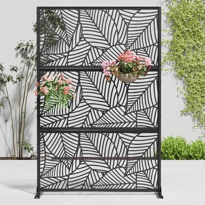 Dovelina Outdoor Privacy Screen Free Standing Leaf