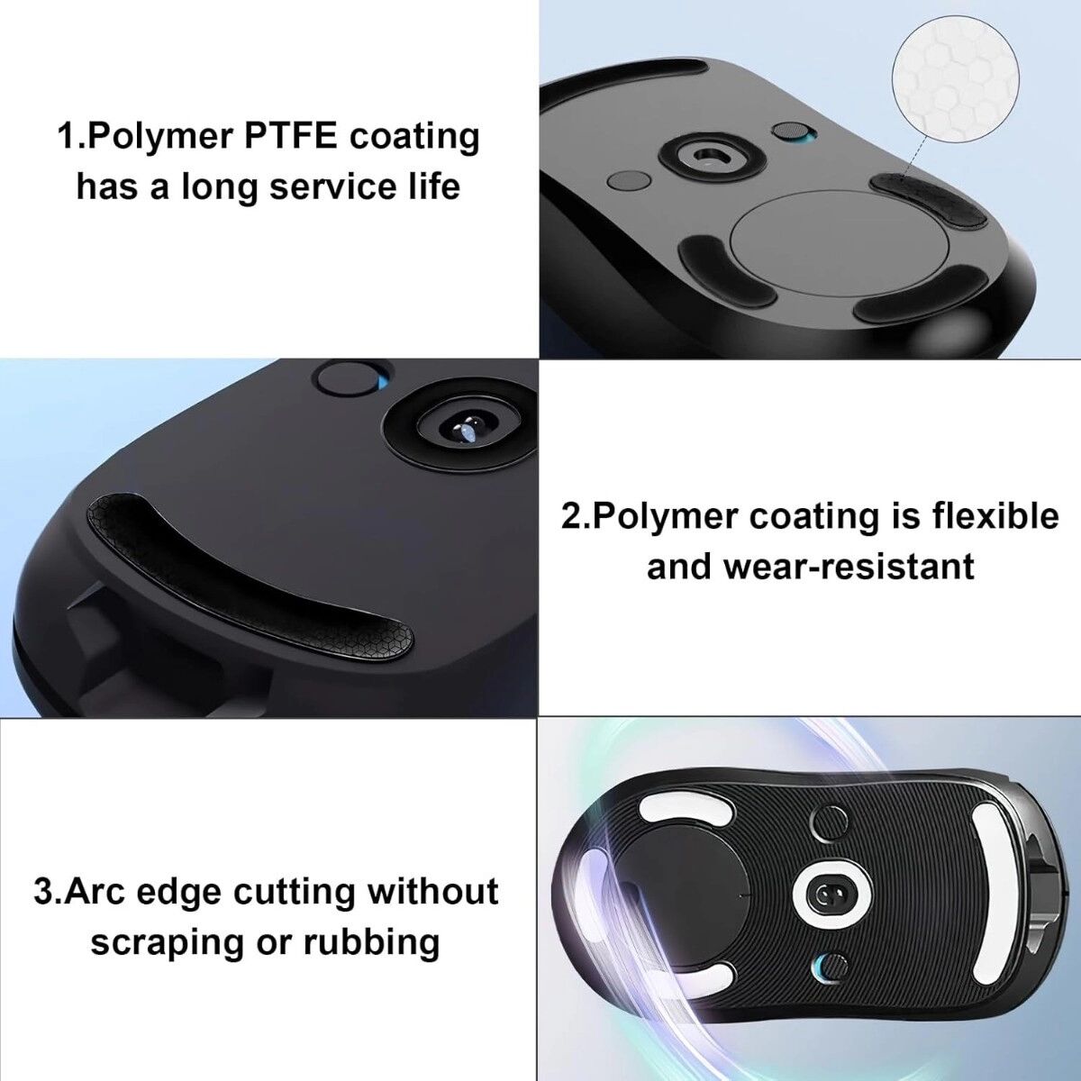INF PTFE Low-Glide Mausfüße kompatibel mit Logitech G Pro Wireless — Glatte, verschleißbeständige Skates für Präzisionskontrolle