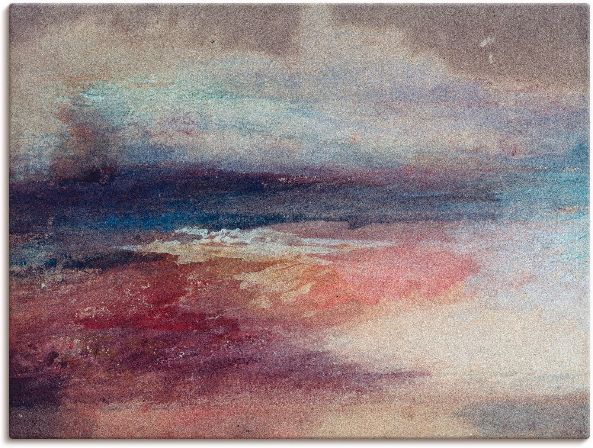 Leinwandbild ARTLAND "Küstenlandschaft Sonnenunterg", blau (farbe bild(er): blau), B:80cm H:60cm, Bilder, Leinwandbild, auf Holzrahmen gespannt