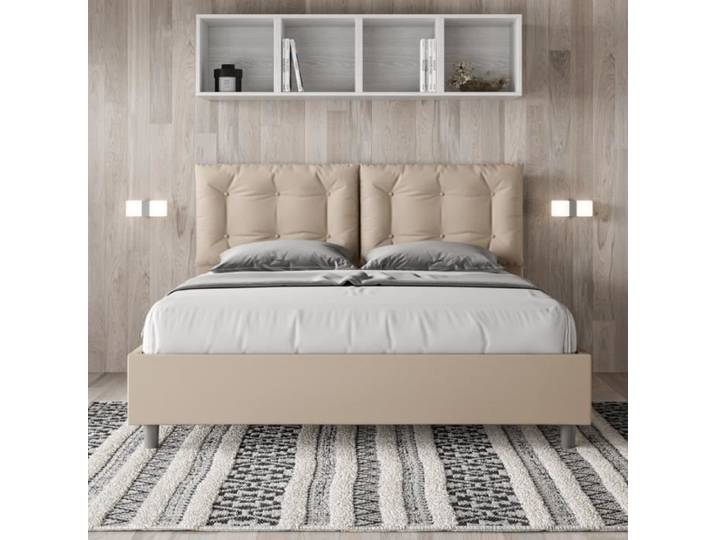 Lit double - Annalisa - 160x210 cm - Gris tourterelle - Confort optimal - Élégance chic