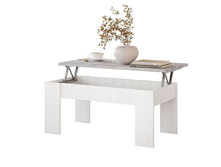 COUCHTISCH APERTO, Weiß Rustica / Beton