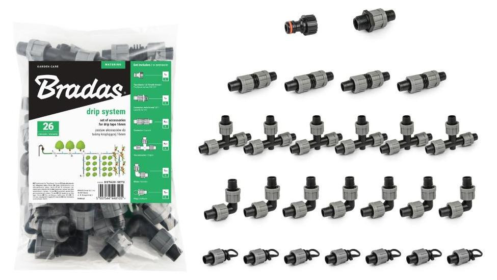 Bradas Set van 26 accessoires voor irrigatieslang, 16mm, BR-DSTA20-SET2