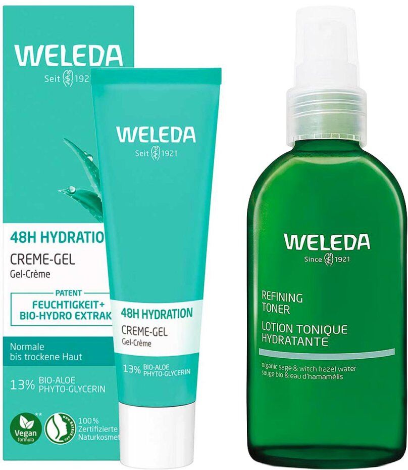 Weleda 48h Hydration Creme-gel & Refining Hydra Toner 1Set