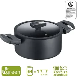 Berndes Kochtopf mit Glasdeckel b.green Alu Recycled Induction schwarz 24 cm