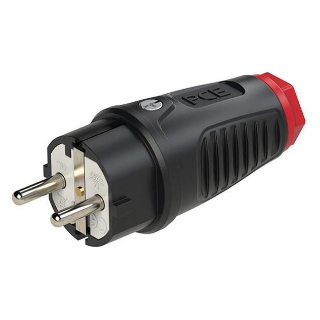 PCE Stecker Schutzkontaktstecker Gummi IP44 0511-sr (CEE 7/4) (0511-sr)